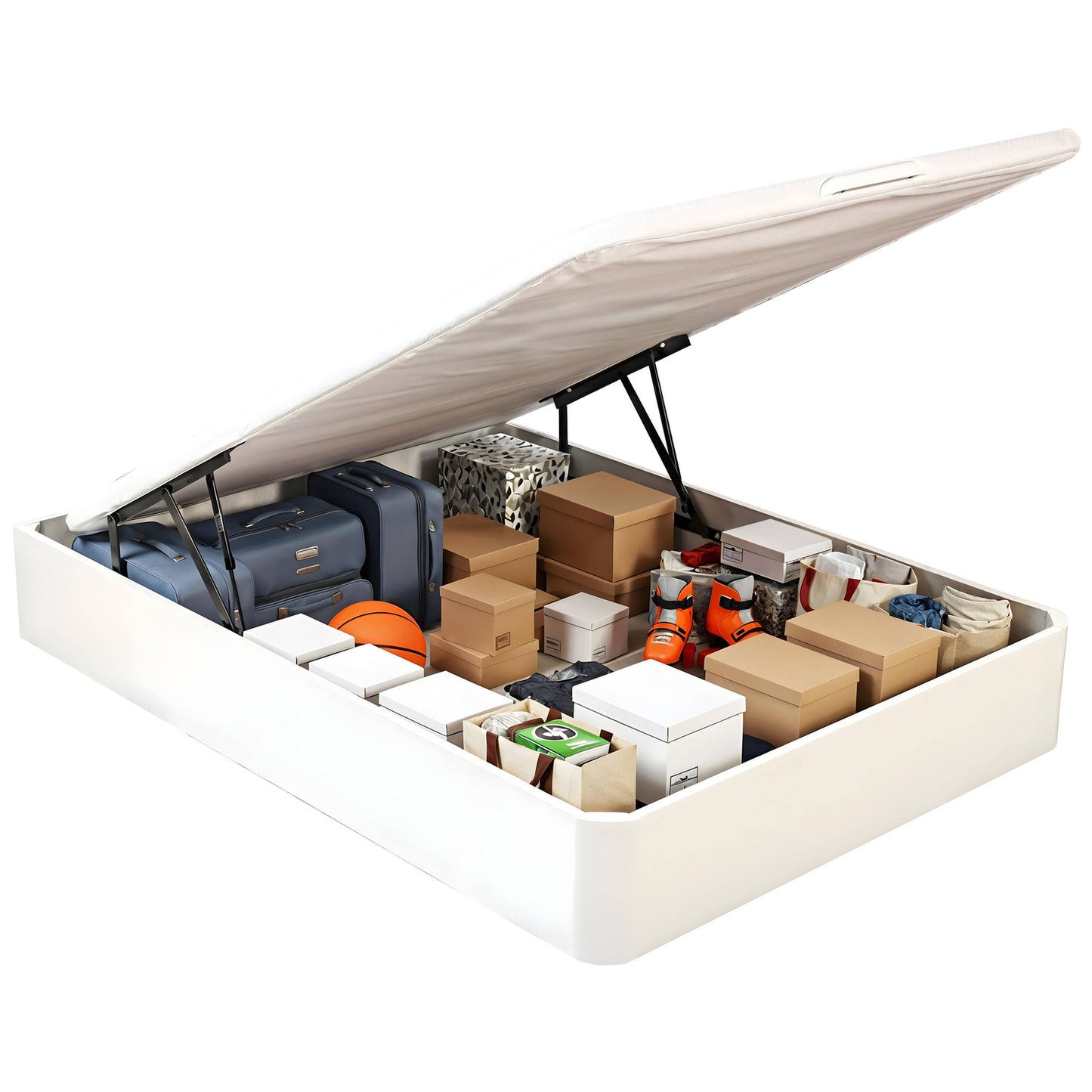 Canapé Abatible de gran capacidad color Blanco - STORAGE BED BLA (3)